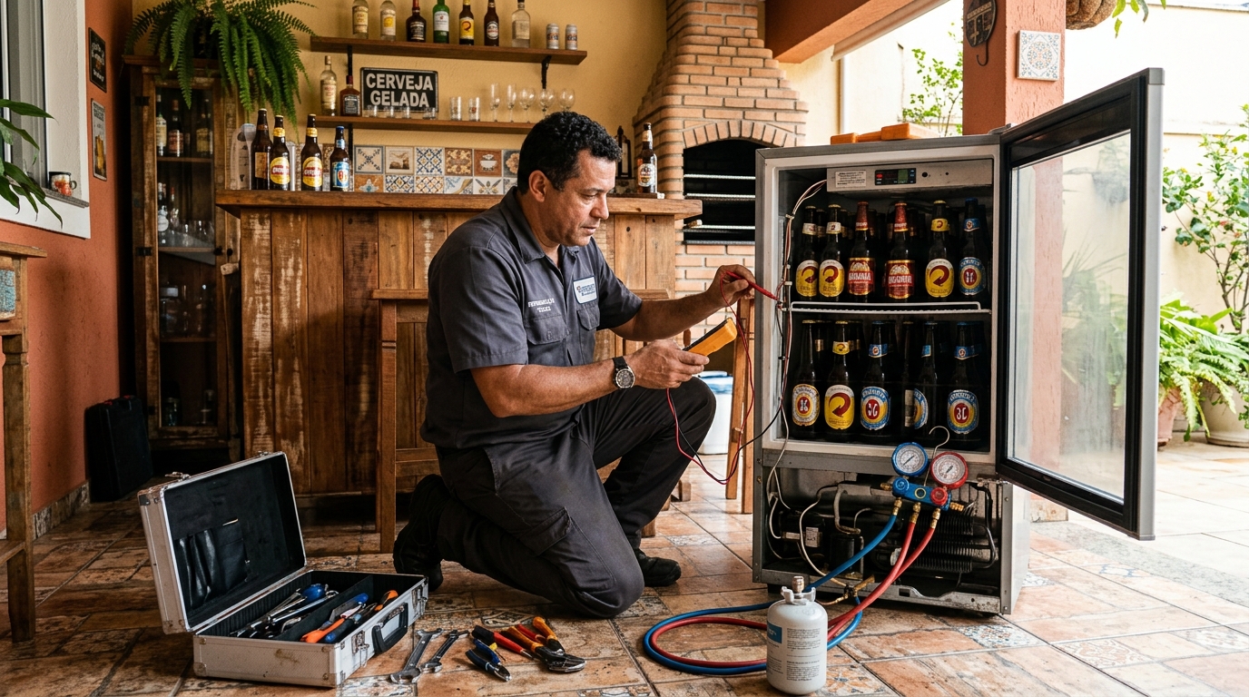 Recarga de gás refrigerante de cervejeira em Canoas‑RS